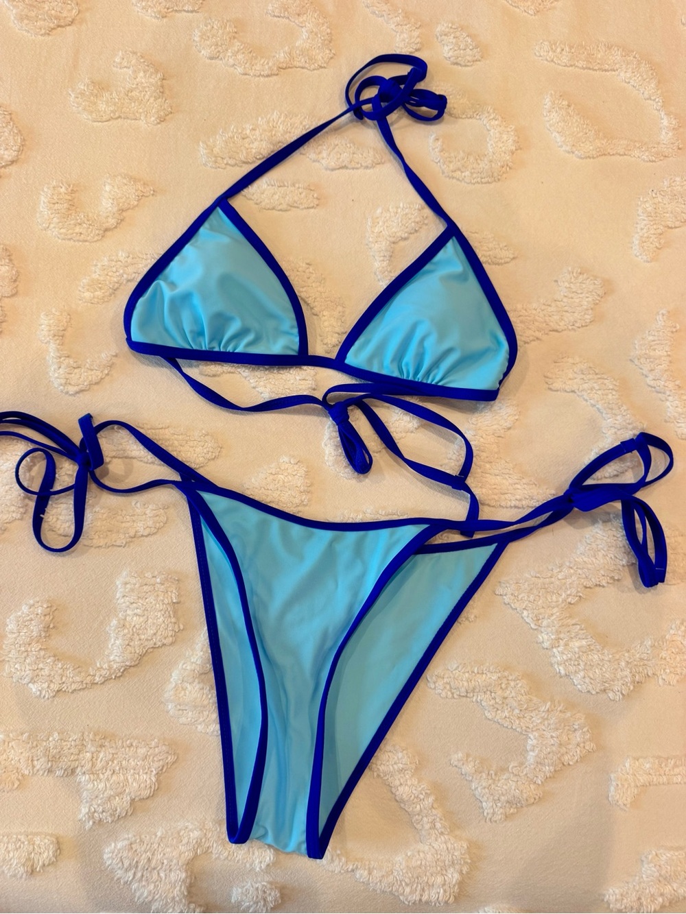 Light Blue Bikini with Royal Blue Trim